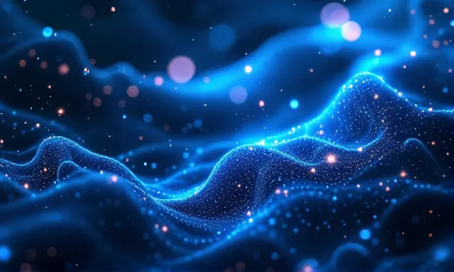 GLOW research illustration — abstract tissue-repair and angiogenesis motifs in arctic blue